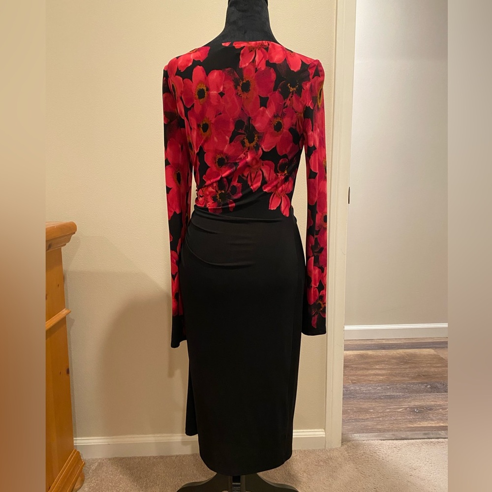 Ralph Lauren Elegant Fuchsia and Black Floral Dress - Picture 4 of 5
